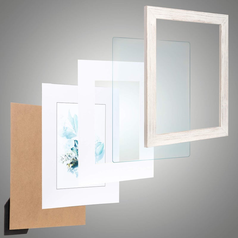 KAIWIN 100% Solid Wood White 8x10 Picture Frame 2 Pack - Display Picture 5x7 with Mat, HD Glass Inside, Rustic Wooden Photo Frames for Table Top and Wall Mounting - Image 5